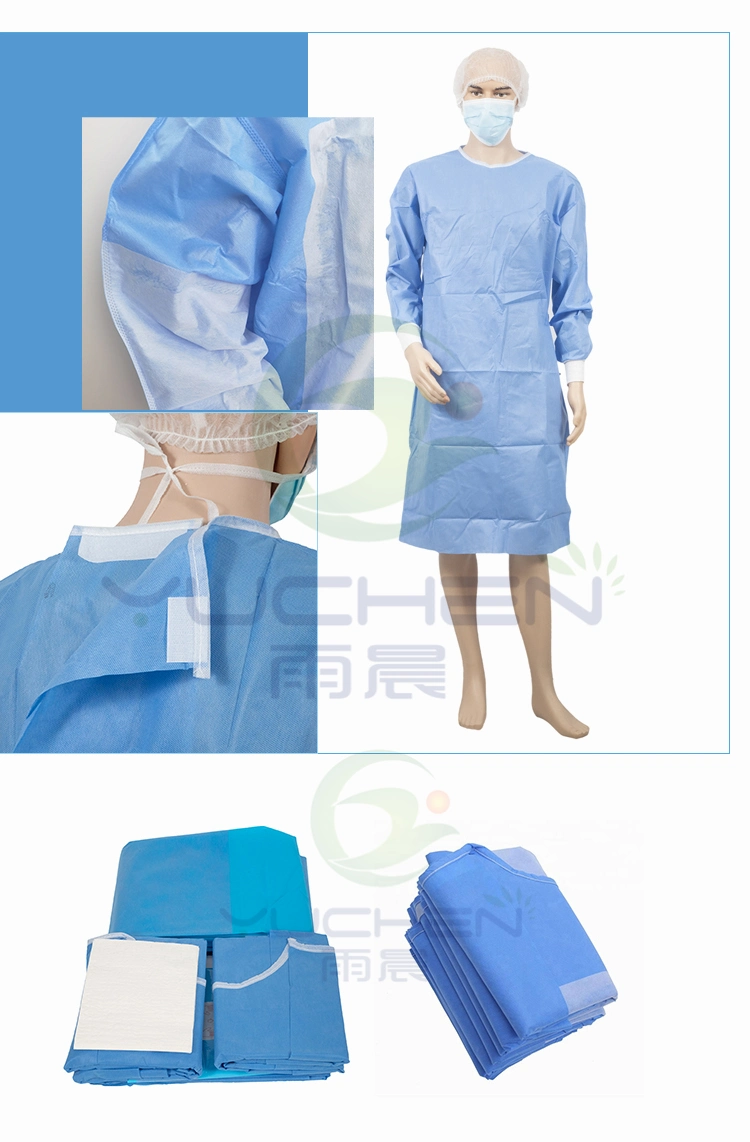 Disposable Medical Gown Standard and Reinforced SMMS 45GSM Surgical Gowns